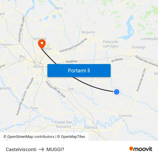 Castelvisconti to MUGGI? map