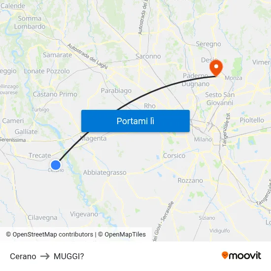 Cerano to MUGGI? map