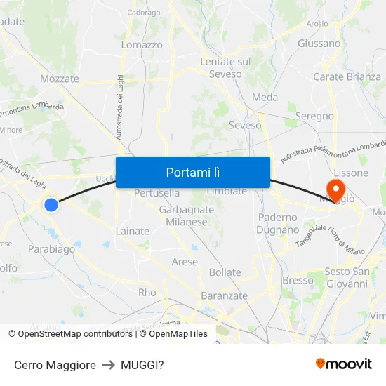Cerro Maggiore to MUGGI? map