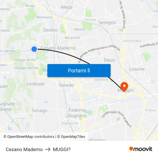 Cesano Maderno to MUGGI? map