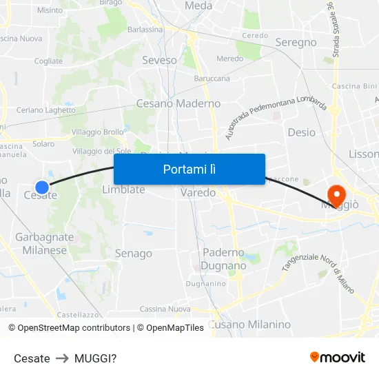 Cesate to MUGGI? map