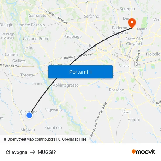 Cilavegna to MUGGI? map