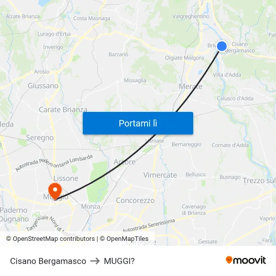 Cisano Bergamasco to MUGGI? map