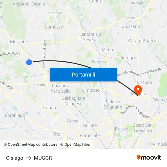 Cislago to MUGGI? map