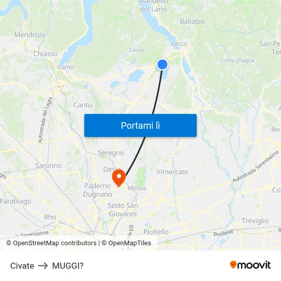 Civate to MUGGI? map