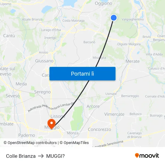 Colle Brianza to MUGGI? map