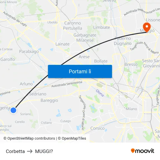 Corbetta to MUGGI? map