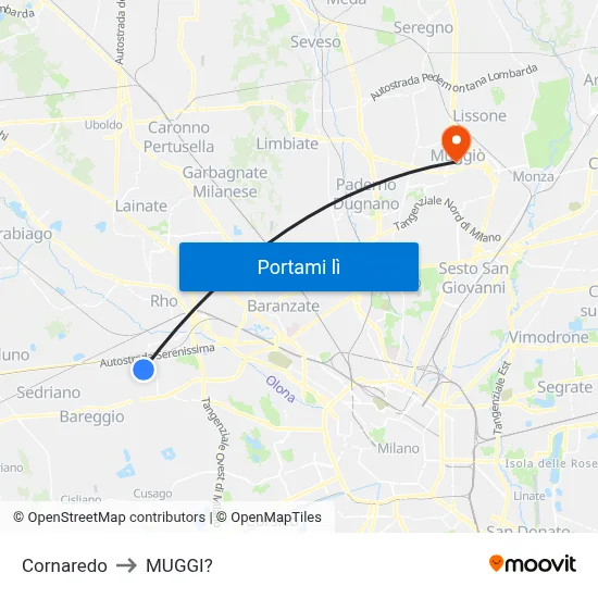 Cornaredo to MUGGI? map