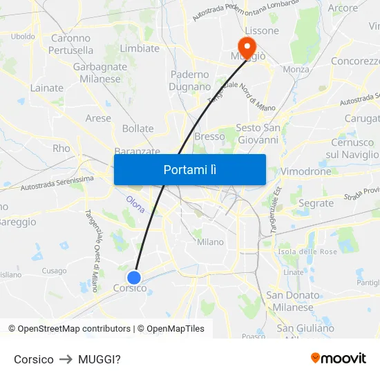Corsico to MUGGI? map