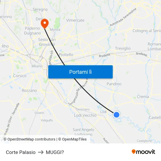 Corte Palasio to MUGGI? map