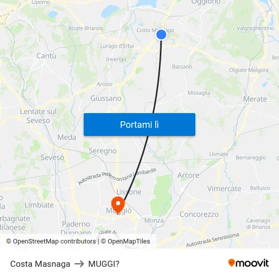 Costa Masnaga to MUGGI? map