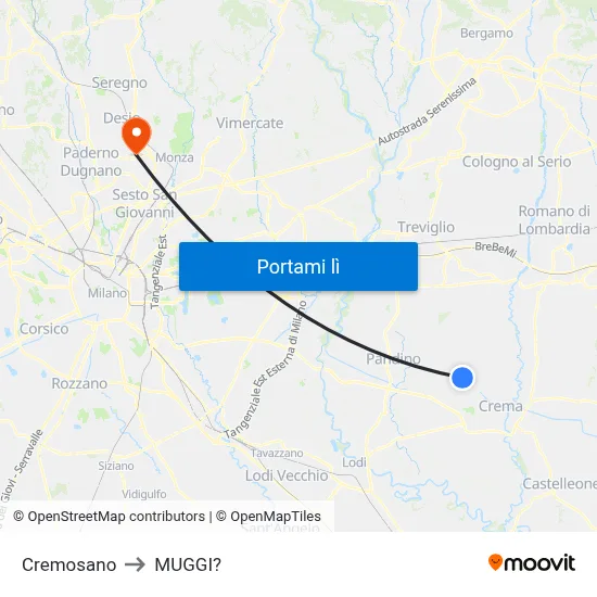 Cremosano to MUGGI? map