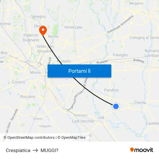 Crespiatica to MUGGI? map