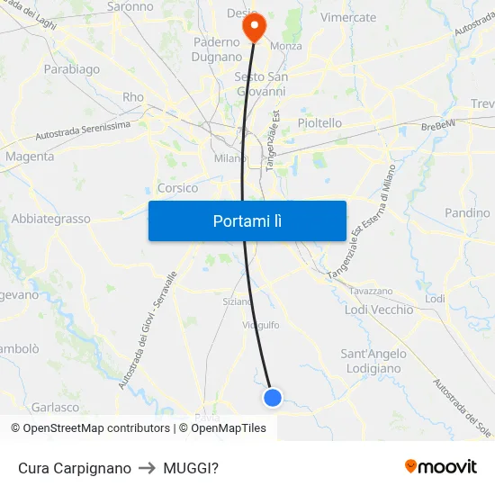 Cura Carpignano to MUGGI? map