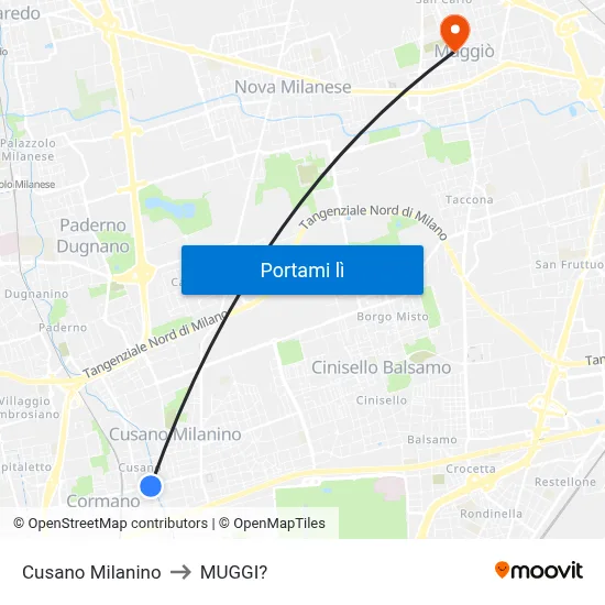 Cusano Milanino to MUGGI? map