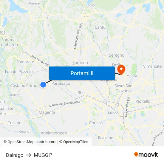 Dairago to MUGGI? map