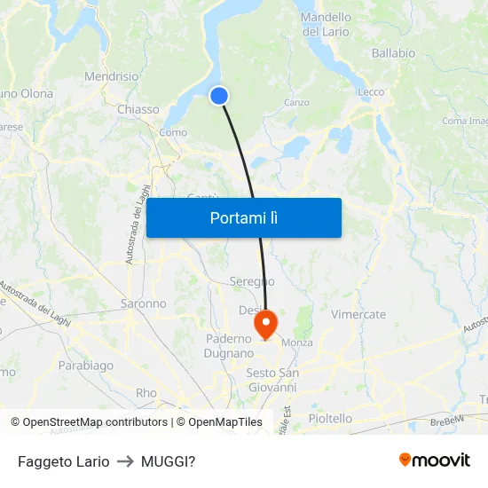 Faggeto Lario to MUGGI? map