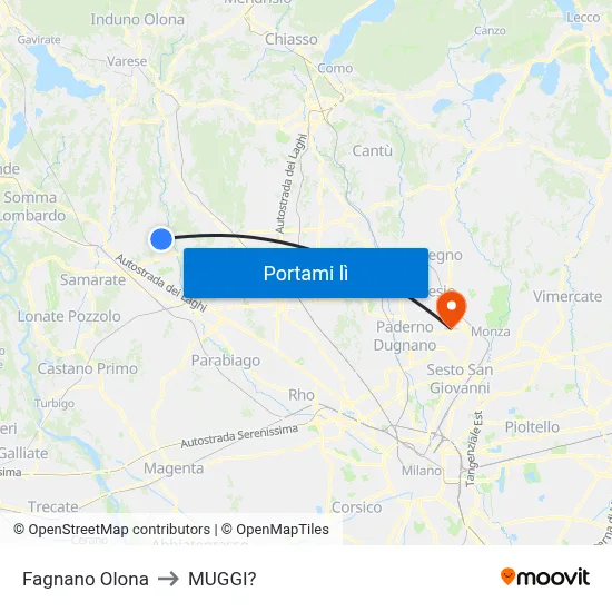 Fagnano Olona to MUGGI? map
