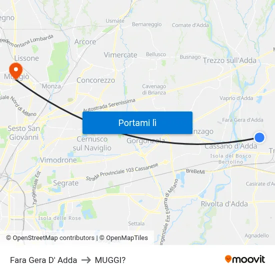 Fara Gera D' Adda to MUGGI? map