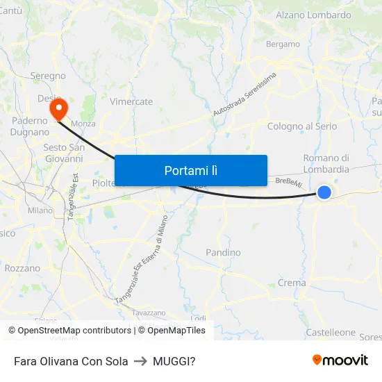 Fara Olivana Con Sola to MUGGI? map