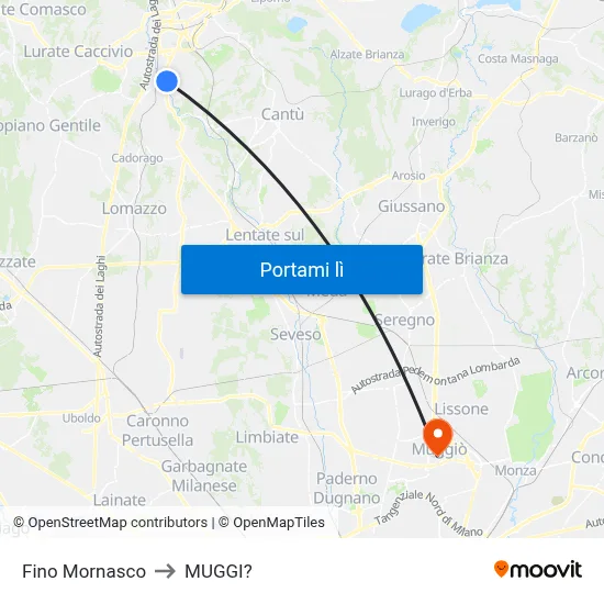 Fino Mornasco to MUGGI? map