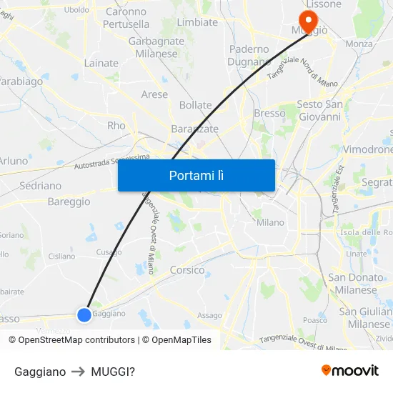 Gaggiano to MUGGI? map