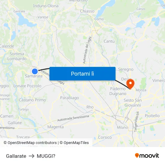 Gallarate to MUGGI? map