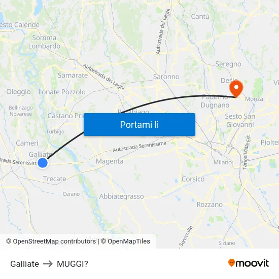 Galliate to MUGGI? map