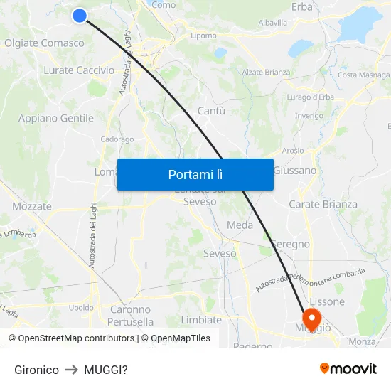Gironico to MUGGI? map