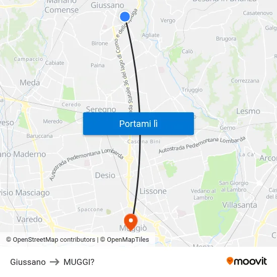 Giussano to MUGGI? map