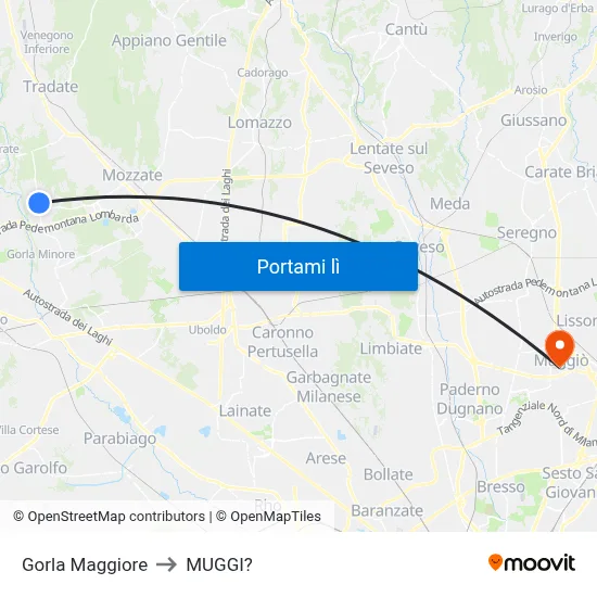 Gorla Maggiore to MUGGI? map