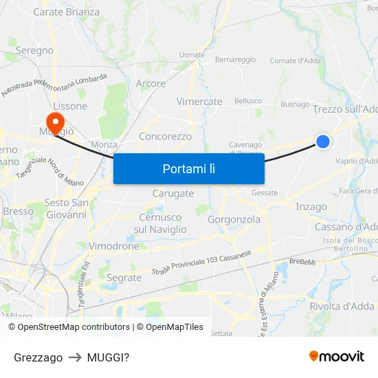 Grezzago to MUGGI? map