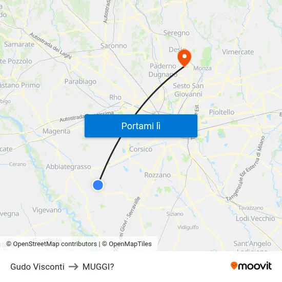 Gudo Visconti to MUGGI? map