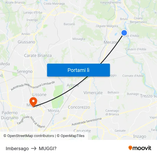 Imbersago to MUGGI? map