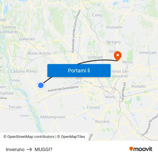 Inveruno to MUGGI? map