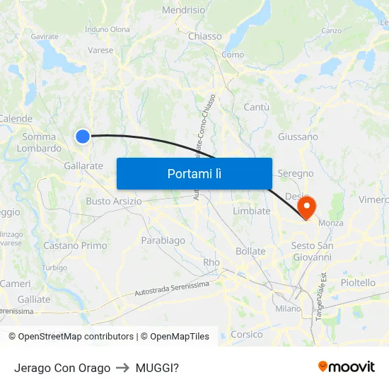 Jerago Con Orago to MUGGI? map