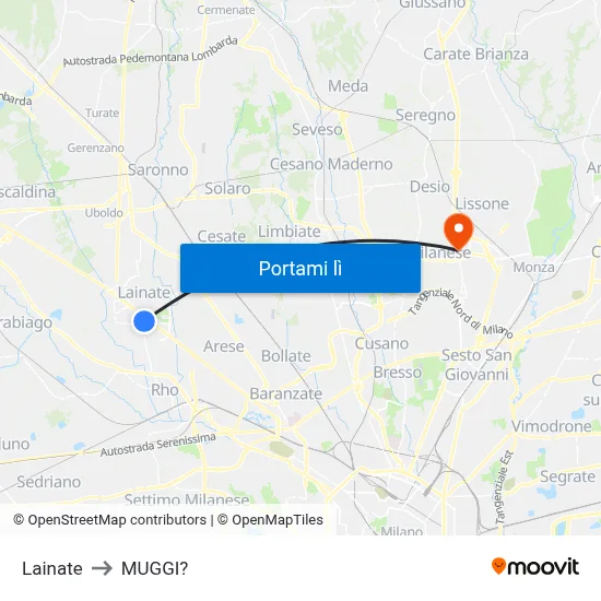 Lainate to MUGGI? map