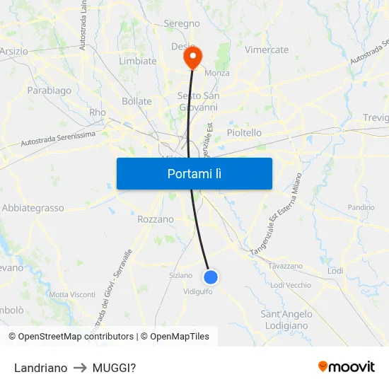 Landriano to MUGGI? map