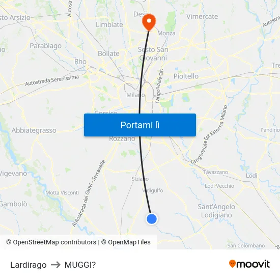 Lardirago to MUGGI? map