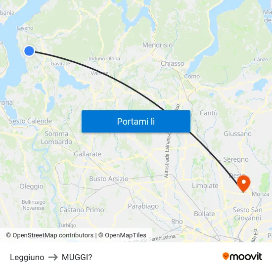 Leggiuno to MUGGI? map