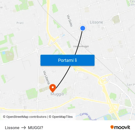 Lissone to MUGGI? map