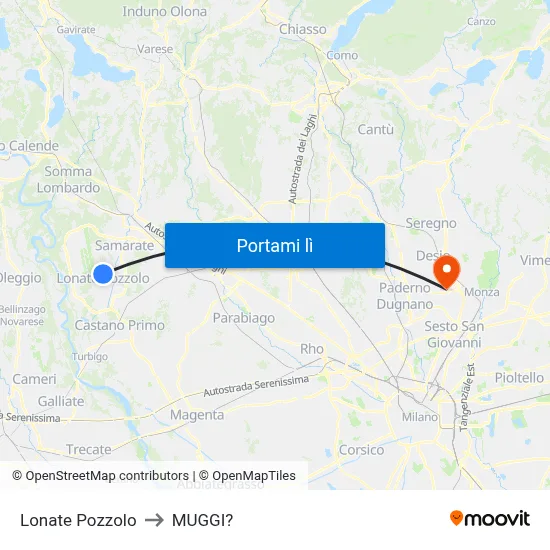 Lonate Pozzolo to MUGGI? map