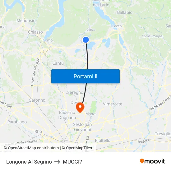 Longone Al Segrino to MUGGI? map