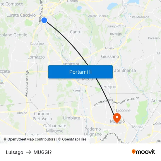 Luisago to MUGGI? map