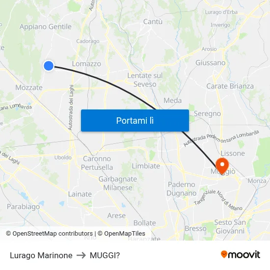 Lurago Marinone to MUGGI? map