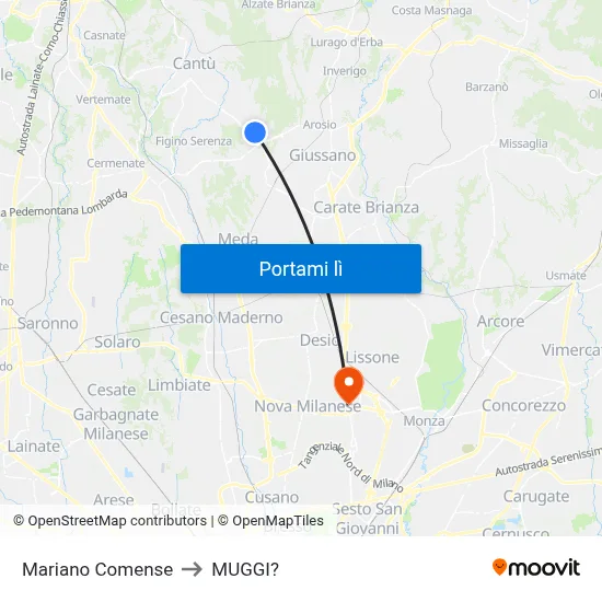 Mariano Comense to MUGGI? map