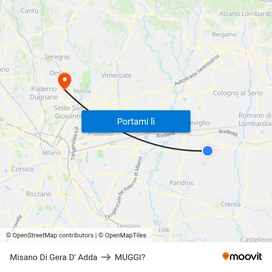 Misano Di Gera D' Adda to MUGGI? map