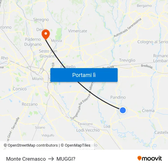 Monte Cremasco to MUGGI? map