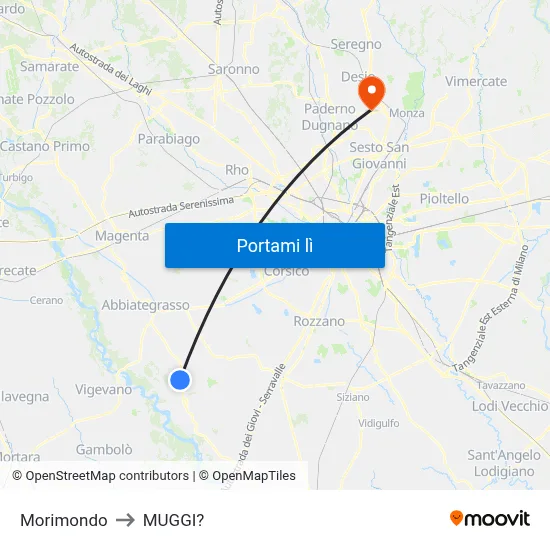 Morimondo to MUGGI? map