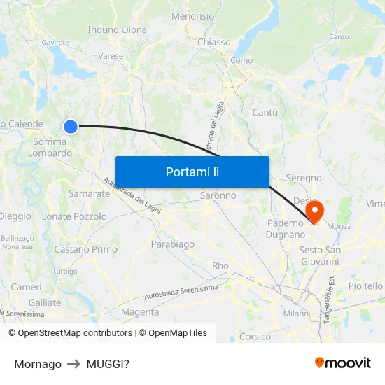 Mornago to MUGGI? map